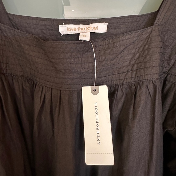 Anthropologie Love the Label Black Poplin Dress with puff sleeves and belt - Picture 7 of 12
